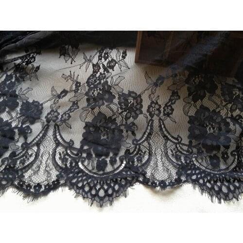 Eyelash French Lace Fabric Black Wedding Gowns Bridal Veils Mantilla Spandex Fabric Costumes DIY Accessories