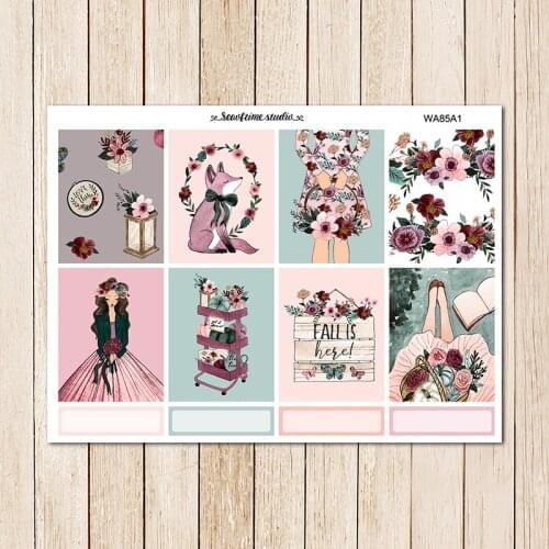 7pcs Romantic autumn Weekly list label Decorative Sticker DIY Retro flower Stationery sticker Scrapbooking album Stickers