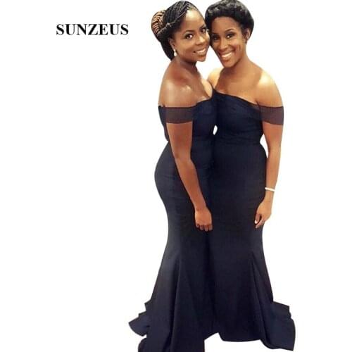Off Shoulder Boat Neck Bridesmaid Gowns For African Women Mermaid Long Wedding Party Dress Simple Elegant Formal Wear
