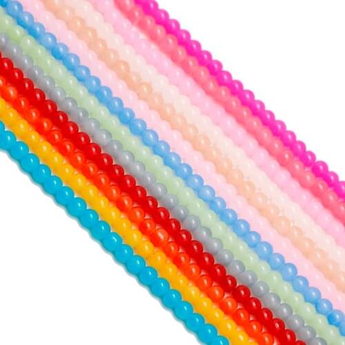 65pcs 6mm Candy Color Crystal Glass Beads Smooth Round Loose Spacer Beads For Jewelry Making DIY Necklace & Bracelet