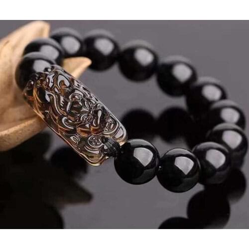 Feng Luck Stretch Pi Xiu Shui Unisex Bracelet Bead Wealth Obsidian Chinese Wristband