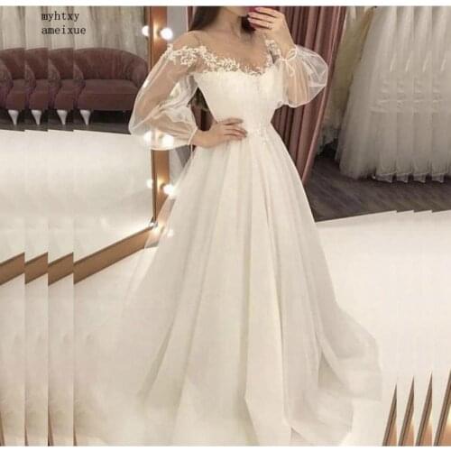 New Arrival Long sleeve evening dress Lace Beaded A-Line Formal dress party abendkleider 2020 Robe de soiree abiye evening Gown
