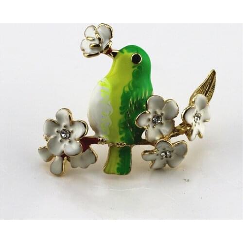Plant bird petals branch Europe and the United States new temperament brooch coat drop glaze brooch accessories female