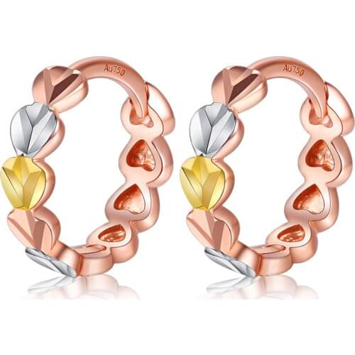 Solid AU750 Rose Gold Earrings Italian Design Ladys Hoop Earrings