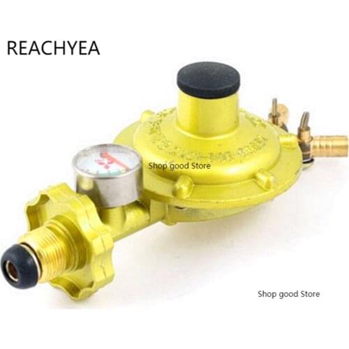 1 PC 1 Inlet 2 Outlet LGP Gas Gauge Pressure Regulator Valve Yellow