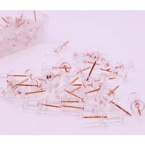 100pcs Transparent Tack Pin Decorative Thumbtacks Metal Pushpins Wall Photo Pin Push Pins for Cork Board Stationery Supplies
