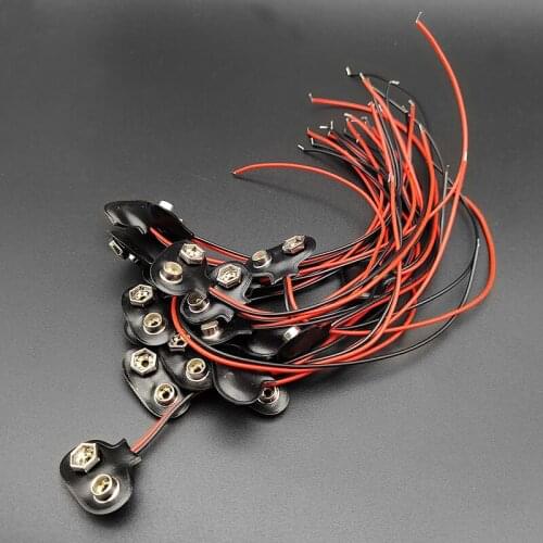 100pcs High Quality T/I Type 9V DC Battery Power Cable Leads Cord Plug Clip Jack Connector for Arduino DIY