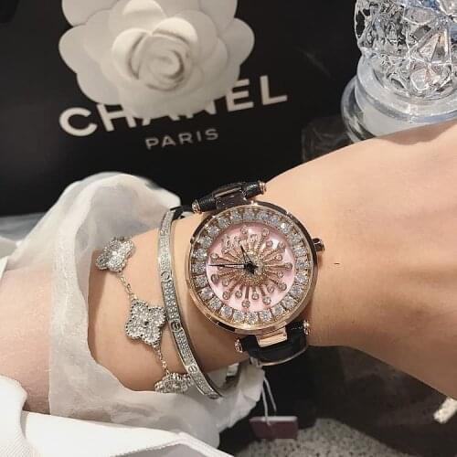 2019 Fashion Designer Brand Luxury Watch Women Leather Strap Unique Diamond Women Dress Watch Waterproof Women Watches Quartz