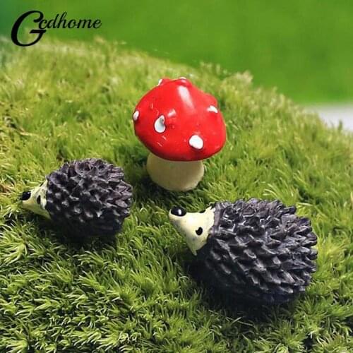 3pc Moss Micro Landscape Ornaments Hedgehog Mushroom Small Ornament Home Decoration Accessories Fairy Garden Miniature Drop Ship