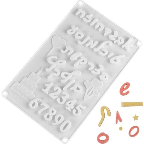 3D Hebrew Letters Arabic Numbers DIY Silicone Chocolate Mold Biscuit Baking Cake Decorating Tools Bakeware Moulds Home Cocina