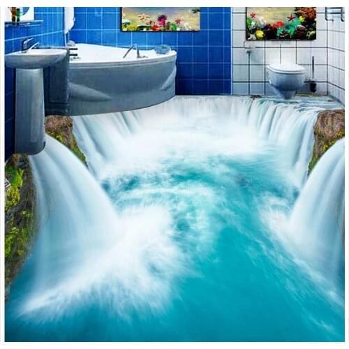 3d wallpaper waterproof Bathroom toilets Falls 3D floor Home Decoration pvc self-adhesive wallpaper