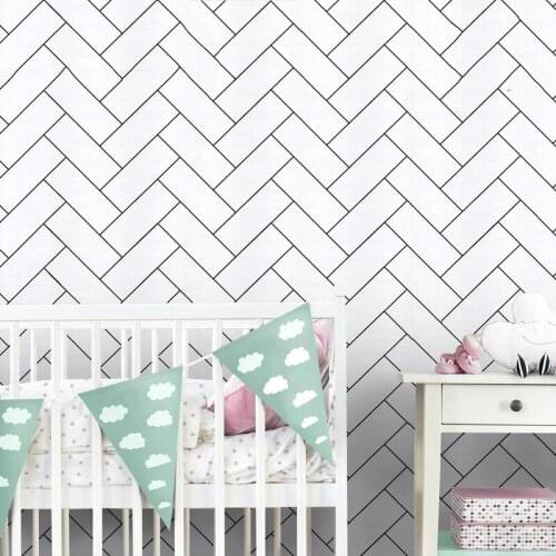 3D Stereo Wallpaper Bedroom Dormitory Wall Black and White Grid Geometric Self Adhesive PVC White Oblique Brick Pattern Stickers