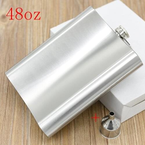 50pcs 48oz Large Capacity Stainless Steel Liquor Wine Hip Flask Whisky Alcohol Flagon Drinkware Water Bottle Flask + Funnel