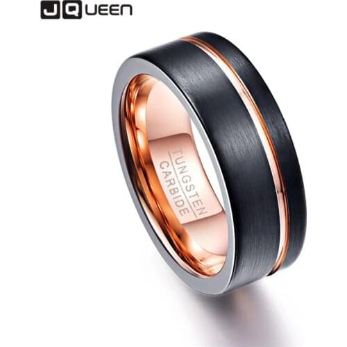 8mm Classic Men Ring 100% Tungsten Carbide Rose Gold Color Wedding Bands Anillos Para Hombres Pierscienie Wholesale 10PCS