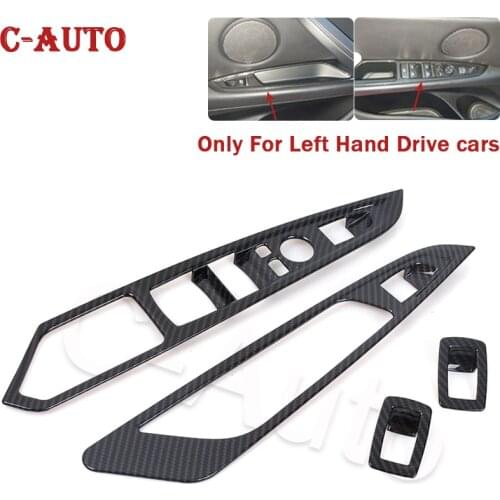 Car 4pcs Carbon Fiber Car Window Button Armrest Window Switch Cover Trim For BMW X5 F15 2014-2018 X6 F16 2015 2016 2017 2018
