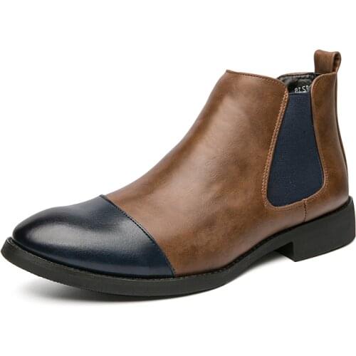 B74 New Mens Shoes Custom-made Mens Leather Boots Korean Version of Color Chelsea Boots Large Size Casual Mens Shoes Basic