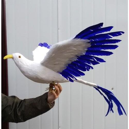 Big simulation wings Phoenix toy plastic & furs blue wings long tail bird gift about 65cm 1220