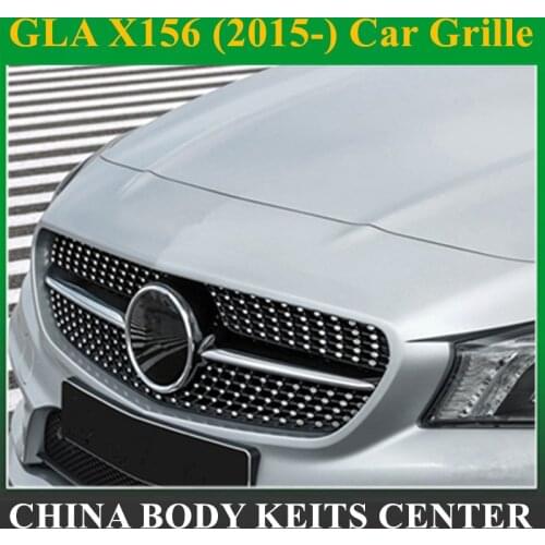 For Mercedes GLA Diamond Grille Mesh Front Grill Chrome Silver Black Design X156 GLA250 GLA220 GLA200 GLA260 2014-2015