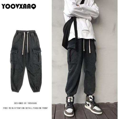 Mens Pants Fashions Men Cargo Pants Cotton Ankle Banded Pants Mens Spring Korean Loose Harem Pants Streetwear Mens Sweat Pants