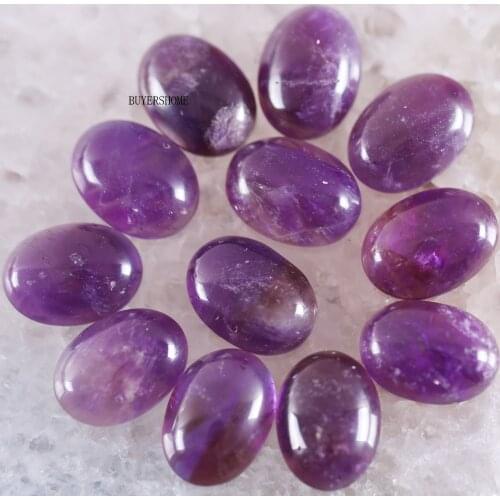 BUYERSHOME 5Pcs 15x20MM Natural Stone Purple Crystal No Drilled Hole Oval Cabochon CAB Bead For DIY Jewelry Making Ring K1526