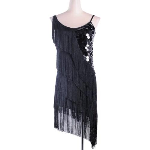 Black 1920s Sexy Sequin Cocktail Party Fringed Dresses Roaring 20s Great Gatsby Flapper Tassel Dress Gabster Fancy Costumes