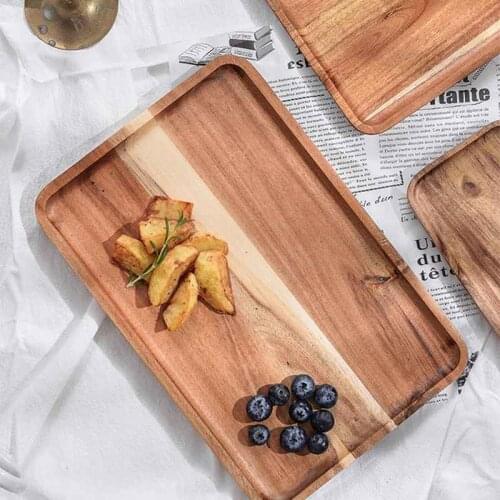 Acacia Wooden Tray Rectangular Coffee Breakfast Bread Fruit Dessert Serving Tray Tableware Dinner Plate Kichen Accessories
