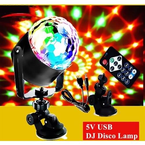 DJ Disco Ball Sound Activated Laser Projector RGB Stage Effect Light Lamp Music Christmas Party Holiday Lighting 5V USB 110 220V