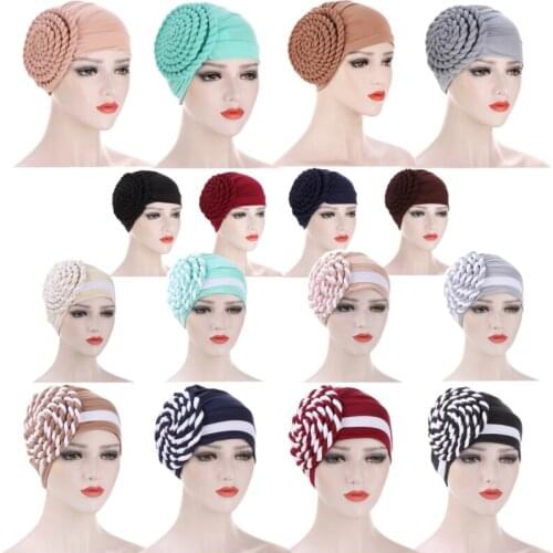 Elegant Spring Autumn Ladies Fashion Hats Side Braid Two-Colour Baotou Caps Party Cap Dubai Turban Caps Headwear Banquet Hats