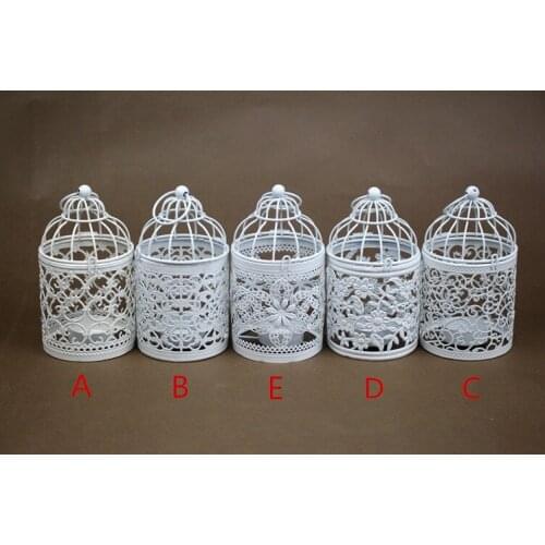 Hot Creative home decoration hollowed-out pattern birdcage iron candle candlestick wedding decoration