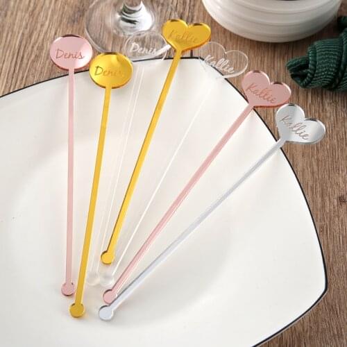 Personalized Heart Drink stirrers sticks Party picks Name drink stirrers Bridal shower Custom stir stick Wedding decor
