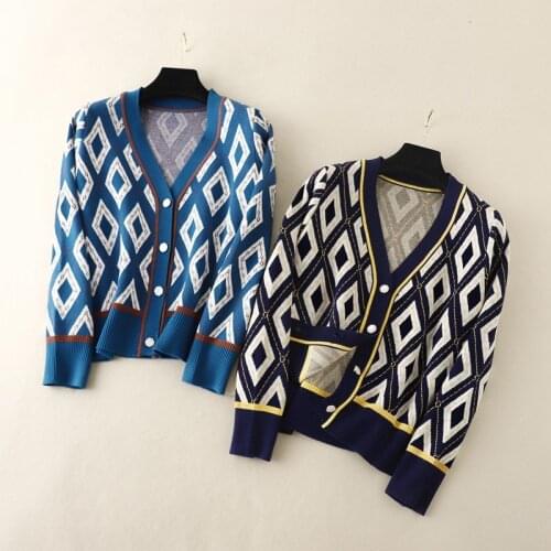 SINGREINY Geometry Print Knitted Cardigan Women Long Sleeve Single Breasted Warm Sweater Autumn Winter Casual Loose Outerwear