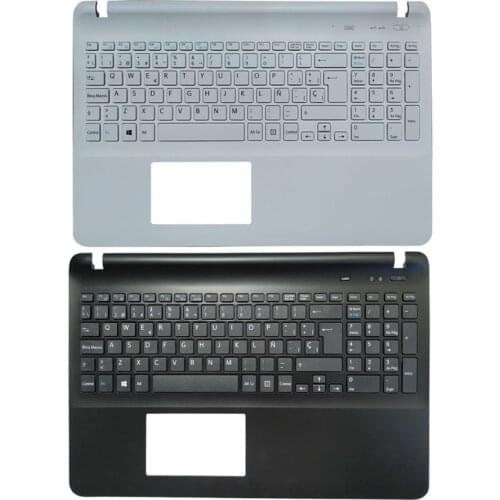 Spanish laptop keyboard for sony Vaio SVF152C29V SVF153A1QT SVF15A100C SVF152100C black/white keyboard with Palmrest Cover
