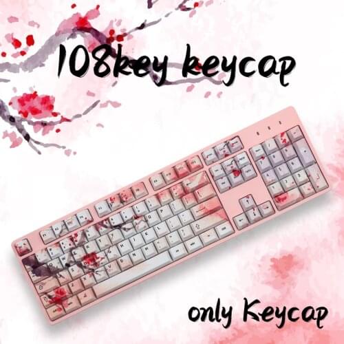 Chinese style Ink Cherry Blossom Keycaps Cherry Profile Dye Sub PBT Keycap For Cherry MX Switch 61/87/104/108Mechanical Keyboard