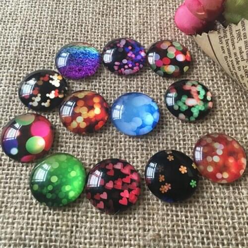 Colorful mosaic Glass Cabochons Mosaic Printed Glass Dome Cabochons Mosaic Tiles for Crafts