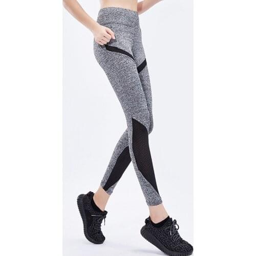 High Waist Women Yoga Pants Push Up Breathable Fitness Sports Leggings Running Tights Sportswear Slim Gym Clothing Female Gray