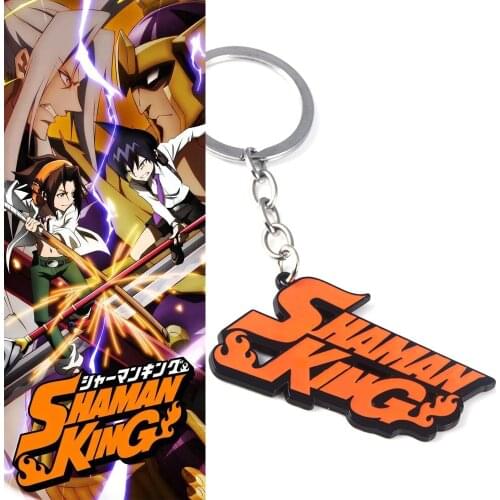 Anime Shaman King Metal Keychain Orange Letter Logo Pendant Keyring For Men Women Cosplay Jewelry Gift