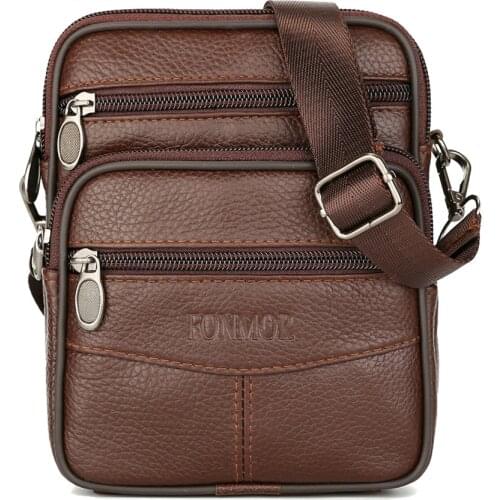 Mens Leather Small Messenger Bag Satchels Multifunctional Messenger Shoulder Bag Genuine Leather Crossbody Bags