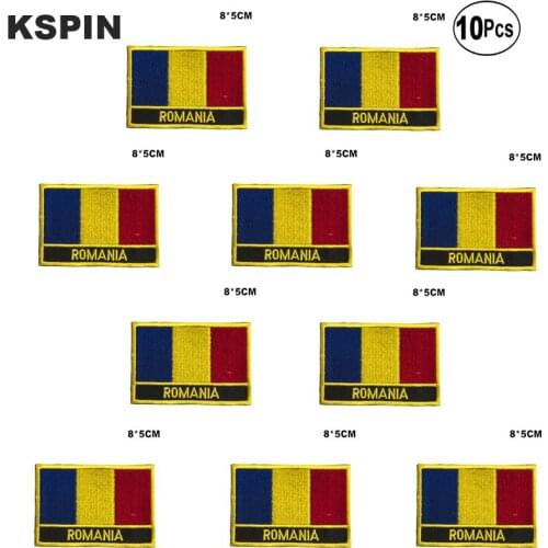 Romania Flag Embroidery Patches Iron on Saw on Transfer patches Sewing Applications for Clothes in Home&Garden