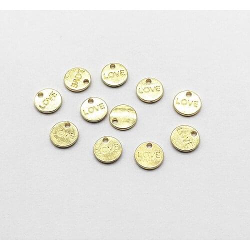 New arrival! 9mm 100pcs Zinc Alloy Round Shape love Charm for Earrings Making/DIY parts,Jewelry Finding & Component