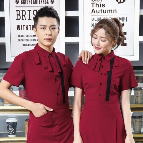 New Style Waiter Workwear Men and Women Short Sleeve Catering Hotel Coffee Western Restaurant Chef Uniform
