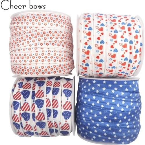 Cheer bows National Flag Elastic Band Polyester Ribbon Handmade Craft Material DIY Doll Cloth Headband Basic Accessories 5yards