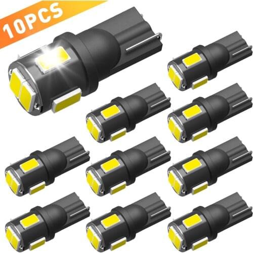 OXILAM 10Pcs W5W LED Bulb 5630 6SMD 6000K White 2825 194 168 LED Lamp T10 Car Interior Light Reading Map Dome Indicator Lighting