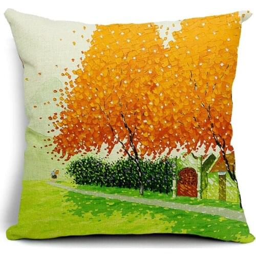Pastoral Cushion Cover Hand painted Fresh Scenery Square Decorative Pillowcases Covers for Soca Housse De Coussin Funda Cojin