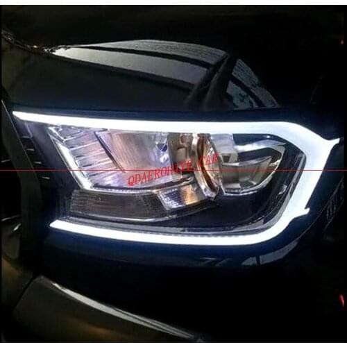 QDAEROHIVE LED Head Light Front Shell Cover Trim For FORD RANGER T6 WILDTRAK ABS Lamp Hoods 2015-2017