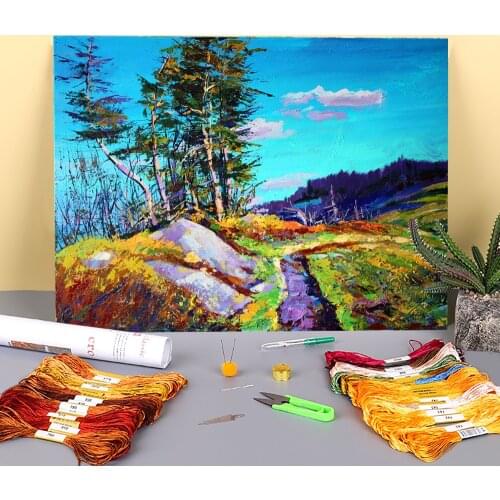 Landscape Carpathians Pre-Printed 11CT Cross Stitch Complete Kit DIY Embroidery DMC Threads Knitting Handicraft Sales