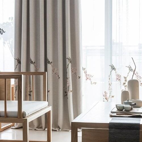 Custom curtain modern embroidery classical cotton bird shading window livingroom bedroom blackout curtain tulle yarn M1001