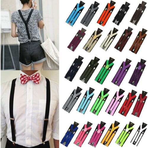 Adjustable Elasticated Adult Suspender Straps Unisex Women Men Y Shape Elastic Clip-on Suspenders 3 Clip Pants Braces Colorful