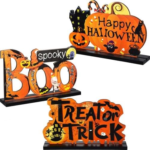 Halloween Table Decorations Pumpkin Centerpieces Boo Sign Wooden Candy Day Party Dinner Coffee Table Topper Tier Tray Room Decor
