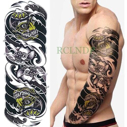 Waterproof Temporary Tattoo Stickers skull head full arm body art tattoos fake tatto back flash sleeve tatoo for men women