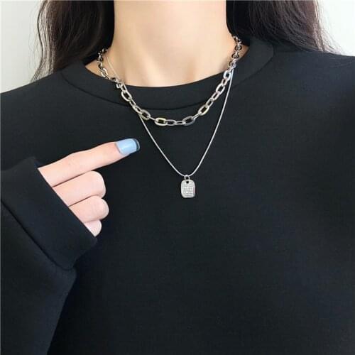 YANGLIUJIA Euramerican Style Double Metal Pendant Necklace Hip-hop Punk Personality Sweater Chain Women Party Accessories
